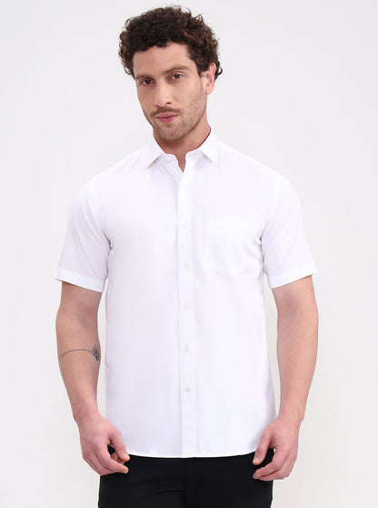 White Solid Smart Fit Semi Casual Shirt | Greenfibre