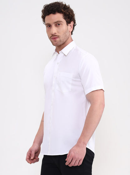 White Solid Smart Fit Semi Casual Shirt | Greenfibre