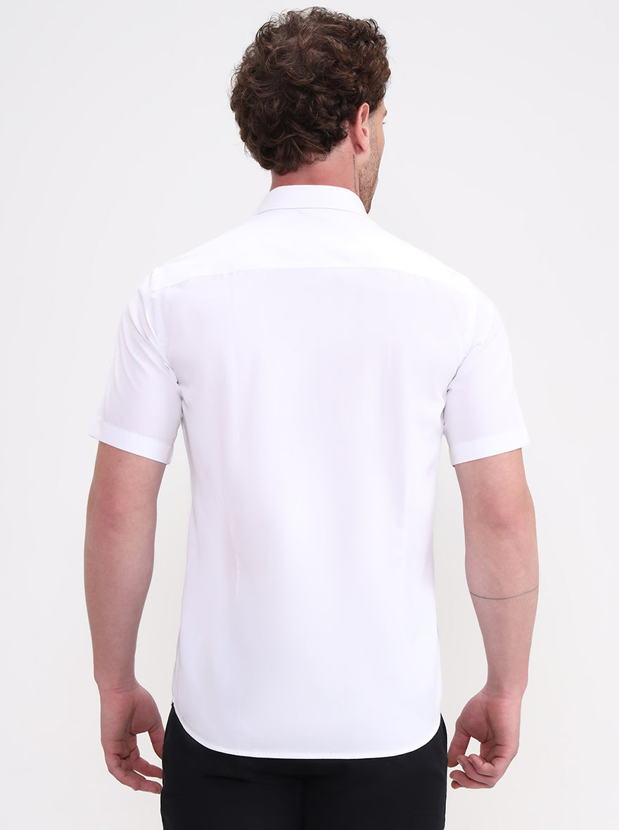White Solid Smart Fit Semi Casual Shirt | Greenfibre
