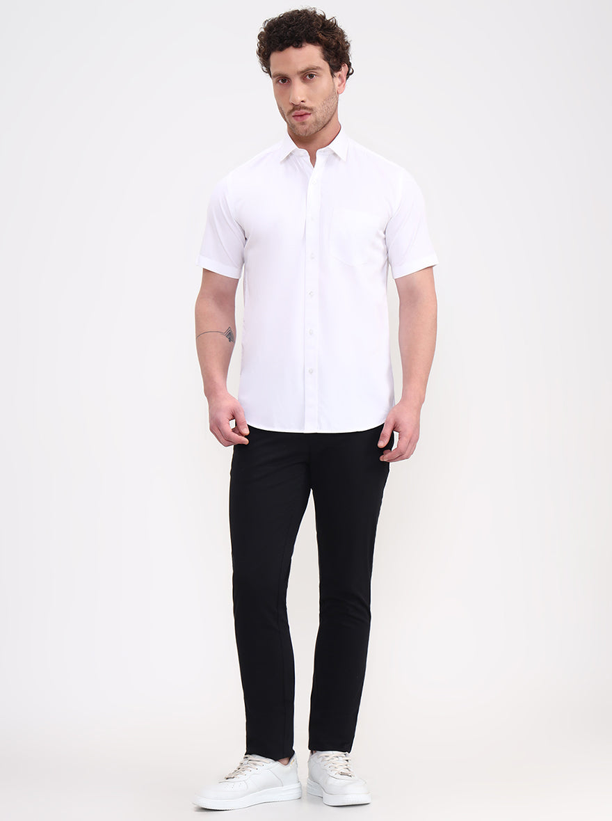 White Solid Smart Fit Semi Casual Shirt | Greenfibre