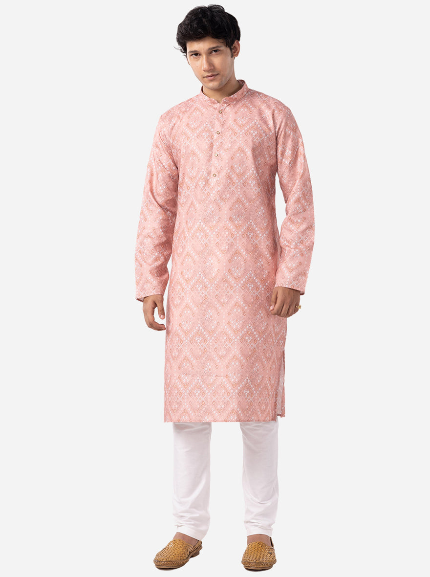 Ethnic Peach & Orange Printed Kurta | The Kurta Company