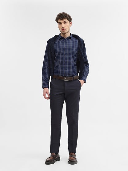 Blue Checked Slim Fit Formal Shirt | Greenfibre