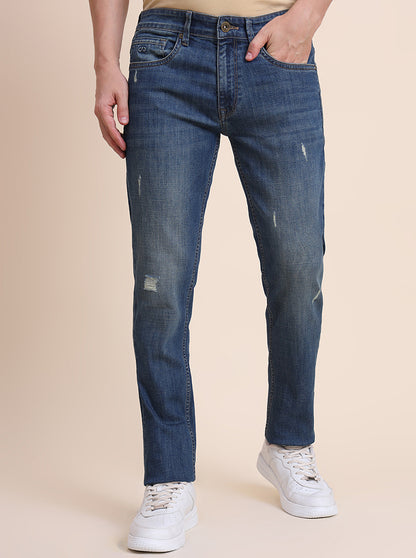 Mid Blue Washed Slim Fit Jeans | JadeBlue