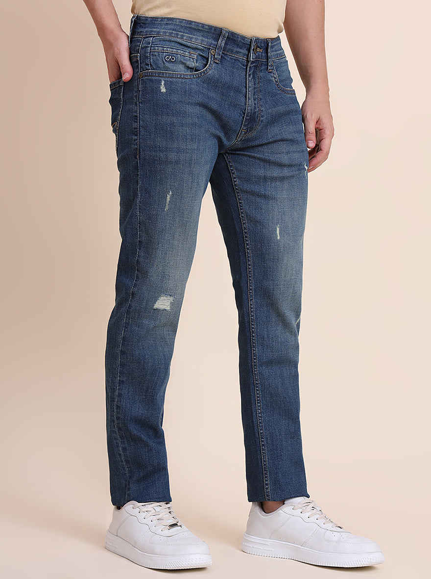 Mid Blue Washed Slim Fit Jeans | JadeBlue