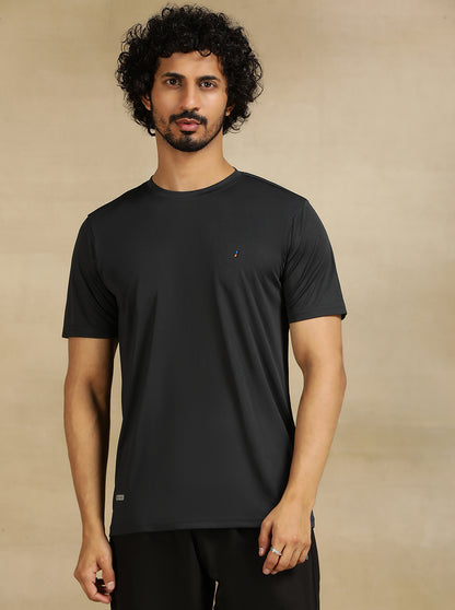 Dark Grey Solid Slim Fit T-Shirt | Jade Play