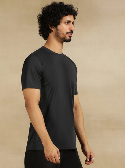 Dark Grey Solid Slim Fit T-Shirt | Jade Play