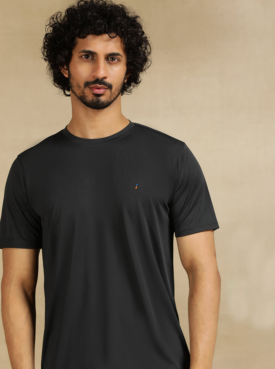 Dark Grey Solid Slim Fit T-Shirt | Jade Play