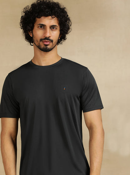Dark Grey Solid Slim Fit T-Shirt | Jade Play