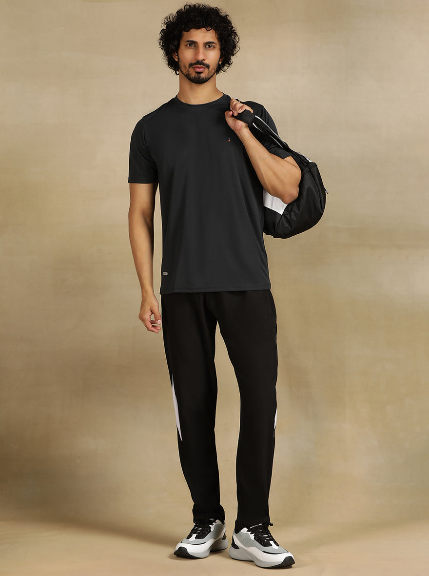 Dark Grey Solid Slim Fit T-Shirt | Jade Play