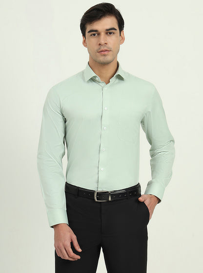 Pista Green Solid Regular Fit Formal Shirt | Greenfibre