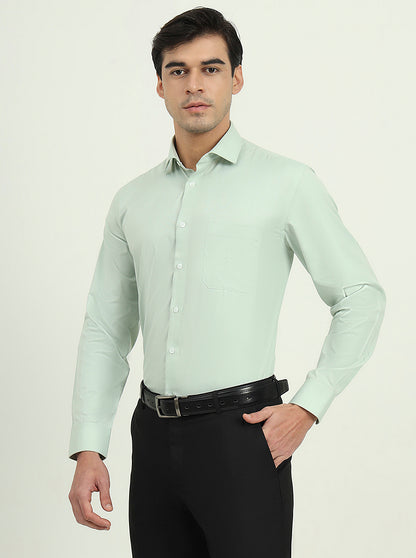 Pista Green Solid Regular Fit Formal Shirt | Greenfibre