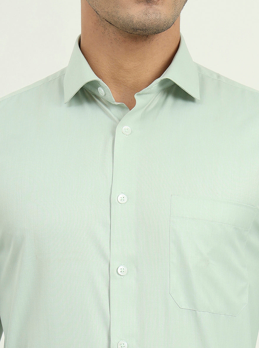 Pista Green Solid Regular Fit Formal Shirt | Greenfibre