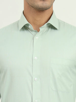 Pista Green Solid Regular Fit Formal Shirt | Greenfibre