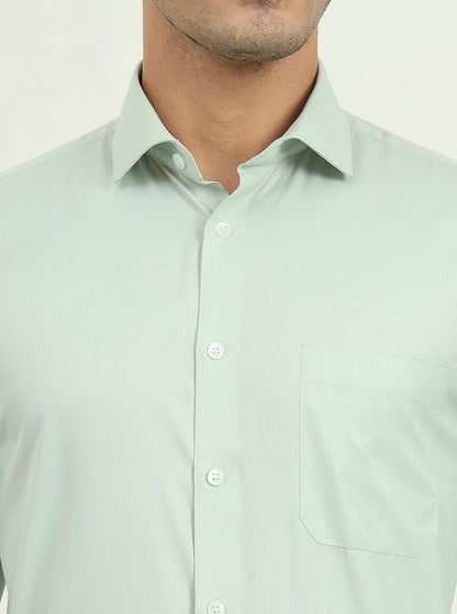 Pista Green Solid Regular Fit Formal Shirt | Greenfibre