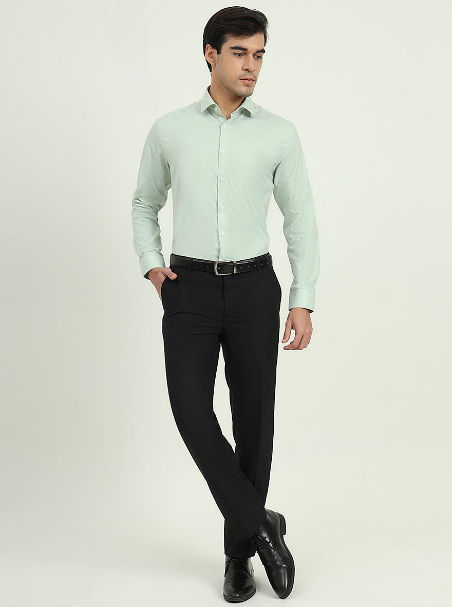 Pista Green Solid Regular Fit Formal Shirt | Greenfibre