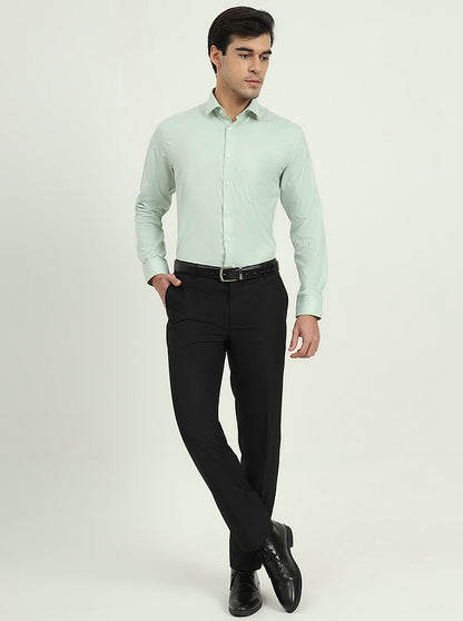 Pista Green Solid Regular Fit Formal Shirt | Greenfibre