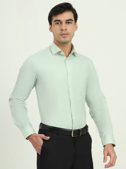 Pista Green Solid Regular Fit Formal Shirt | Greenfibre