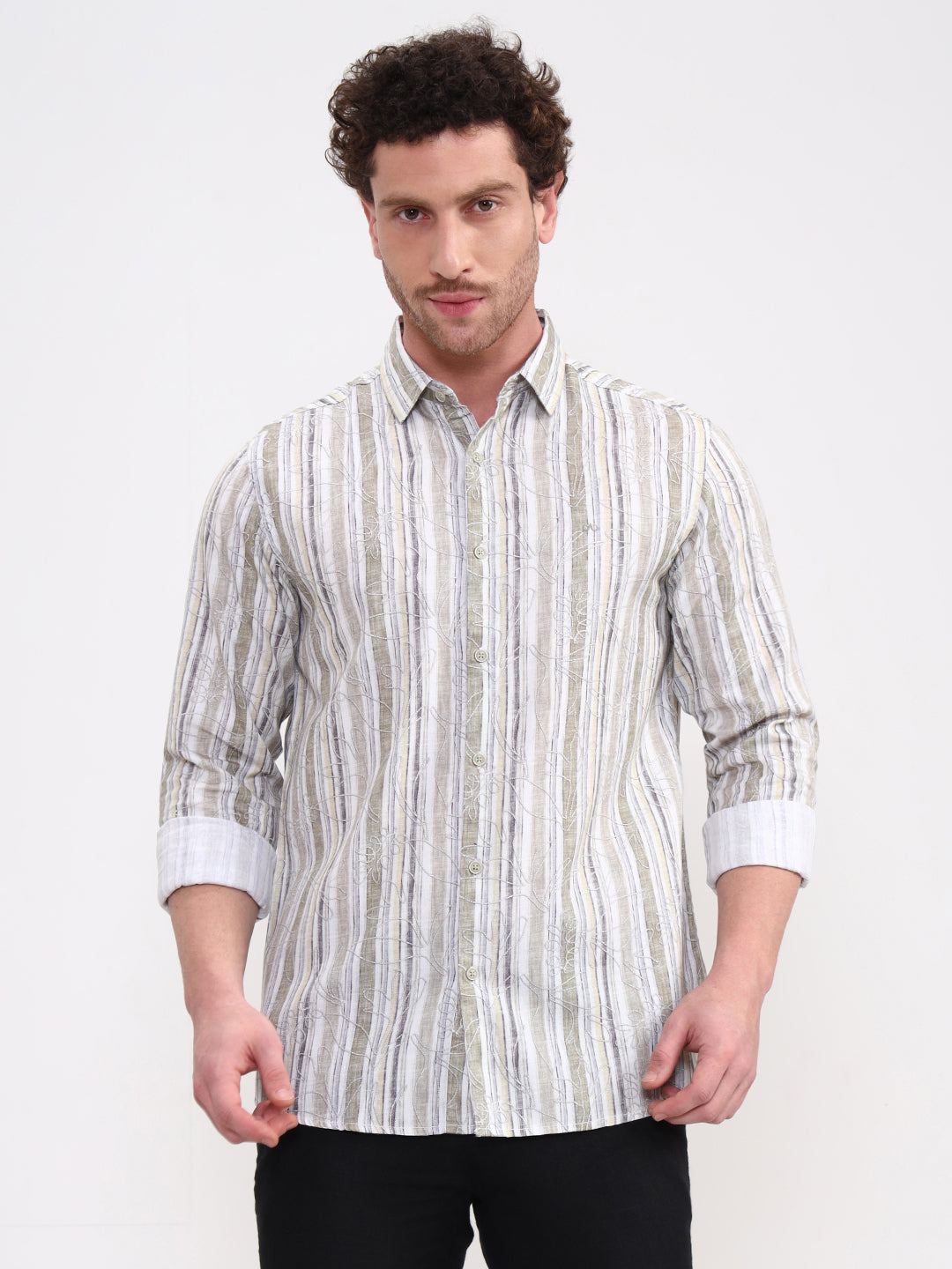 Green Printed Slim Fit Casual Shirt | JadeBlue