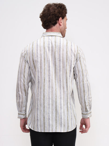 Green Printed Slim Fit Casual Shirt | JadeBlue