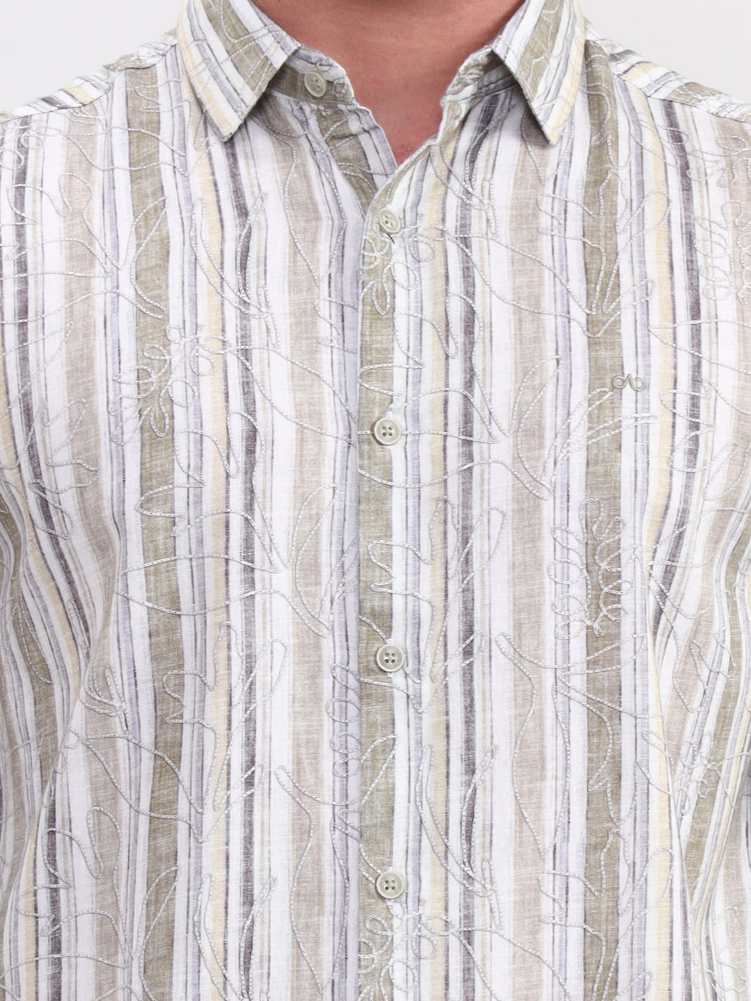 Green Printed Slim Fit Casual Shirt | JadeBlue