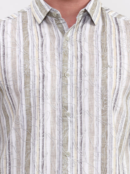 Green Printed Slim Fit Casual Shirt | JadeBlue