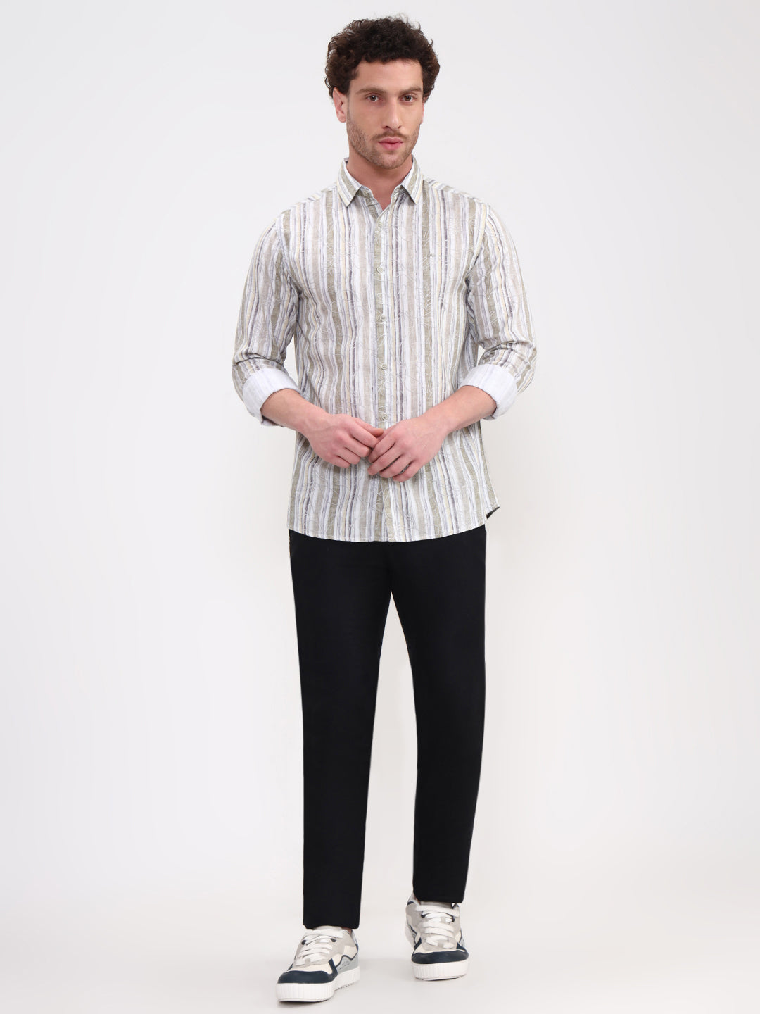 Green Printed Slim Fit Casual Shirt | JadeBlue
