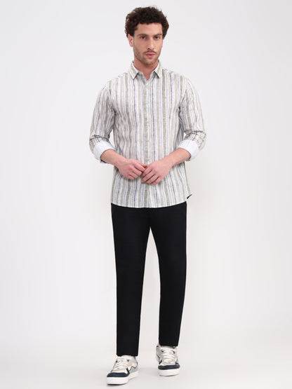 Green Printed Slim Fit Casual Shirt | JadeBlue