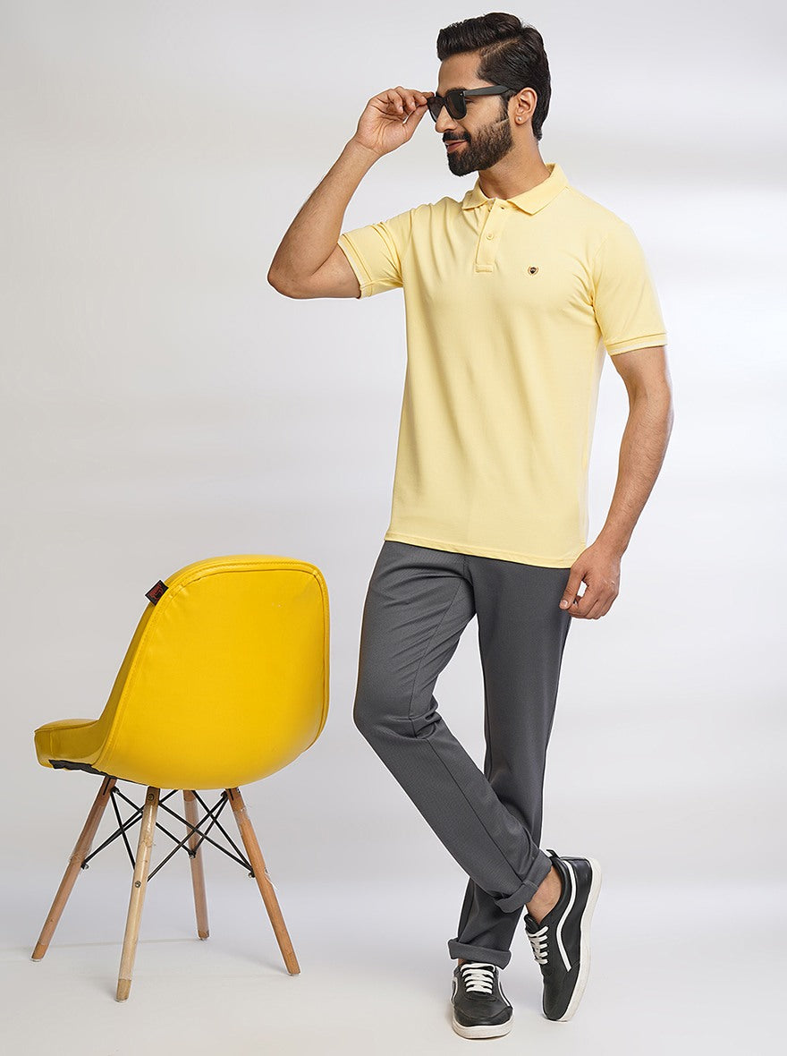 Grey Solid Venice Fit Casual Trouser | JadeBlue