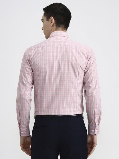 Pink & Blue Checked Slim Fit Formal Shirt | Metal