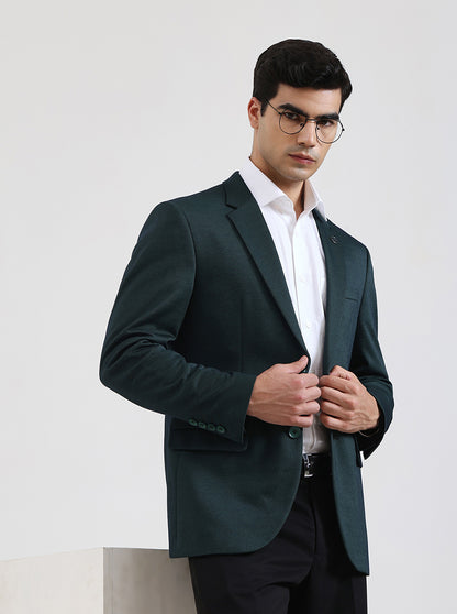 Green Solid Regular Fit Blazer | JB Studio