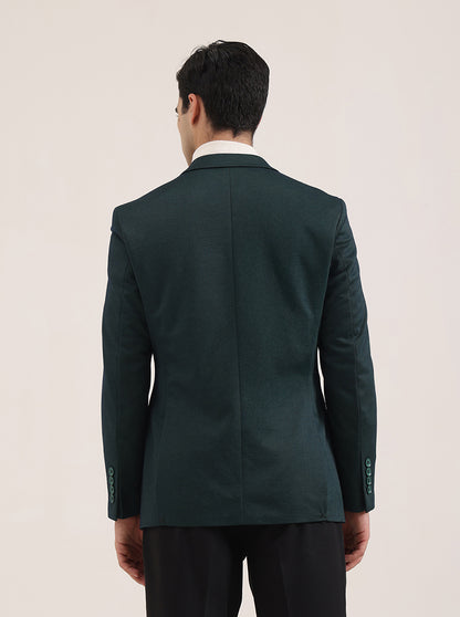 Green Solid Regular Fit Blazer | JB Studio