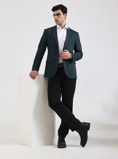 Green Solid Regular Fit Blazer | JB Studio