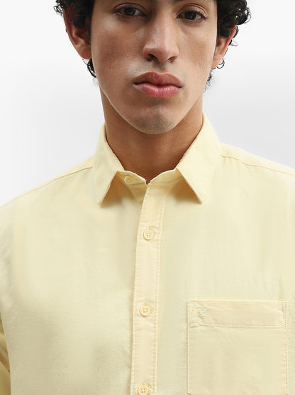 Yellow Solid Slim Fit Casual Shirt | Greenfibre
