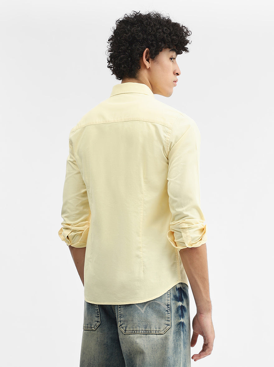 Yellow Solid Slim Fit Casual Shirt | Greenfibre