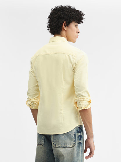 Yellow Solid Slim Fit Casual Shirt | Greenfibre
