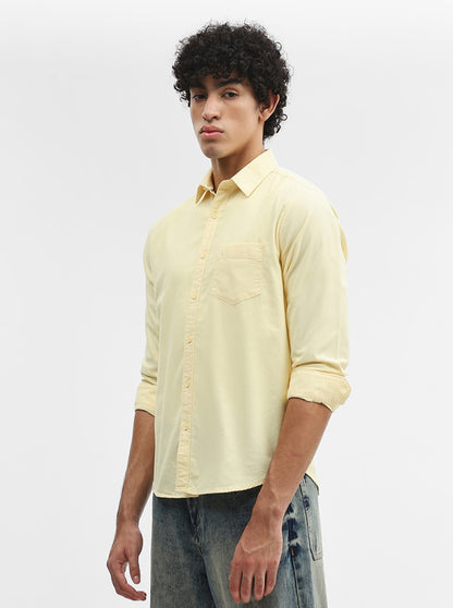 Yellow Solid Slim Fit Casual Shirt | Greenfibre