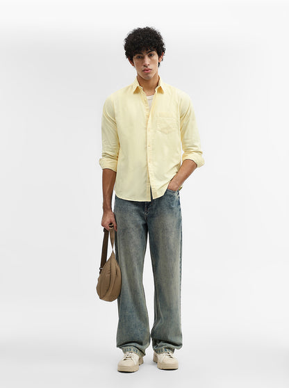 Yellow Solid Slim Fit Casual Shirt | Greenfibre
