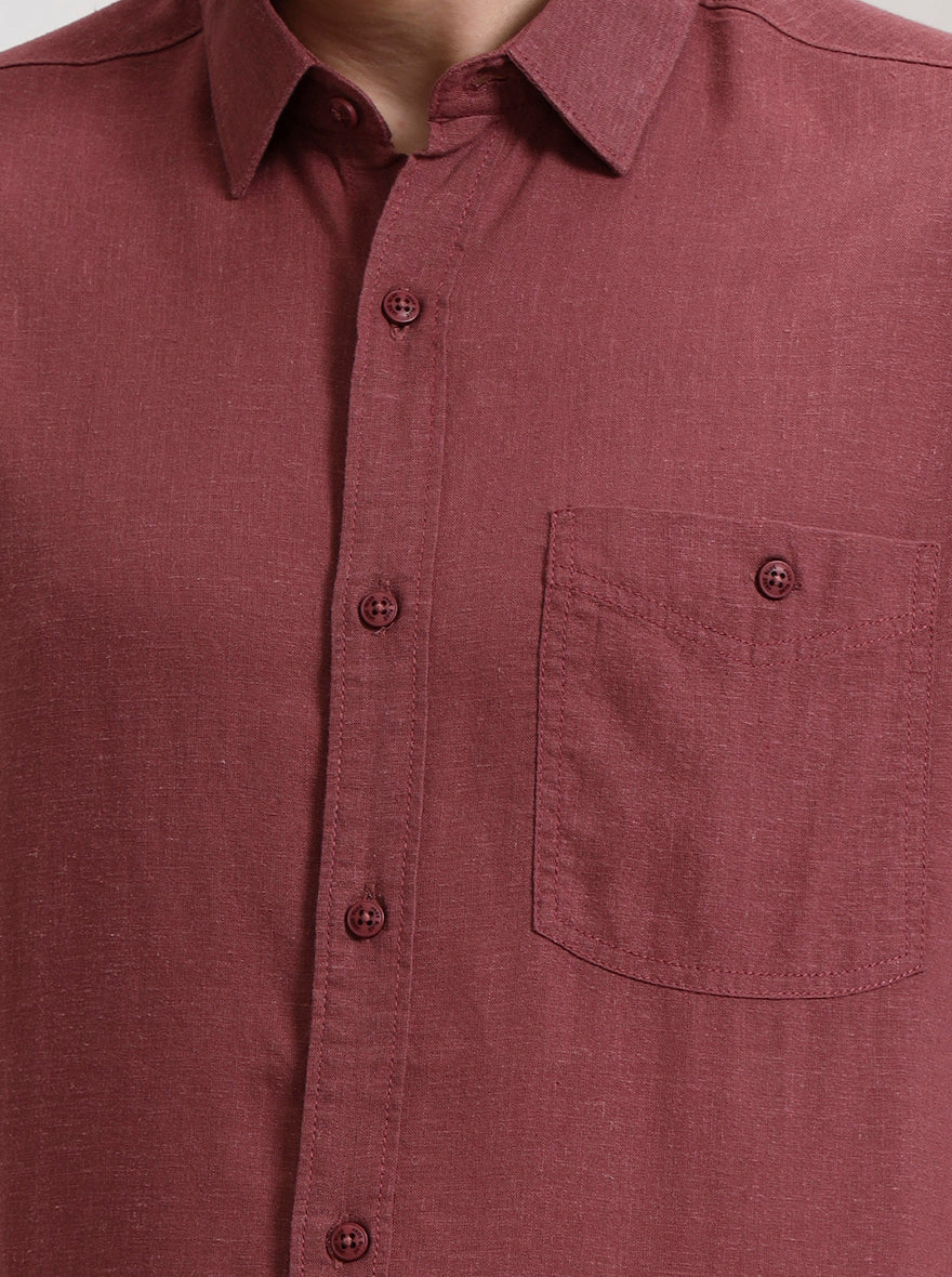Maroon Solid Slim Fit Formal Trouser | JadeBlue