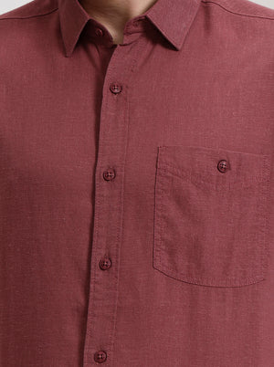 Maroon Solid Slim Fit Formal Trouser | JadeBlue