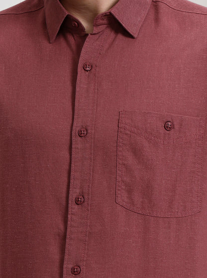 Maroon Solid Slim Fit Formal Trouser | JadeBlue