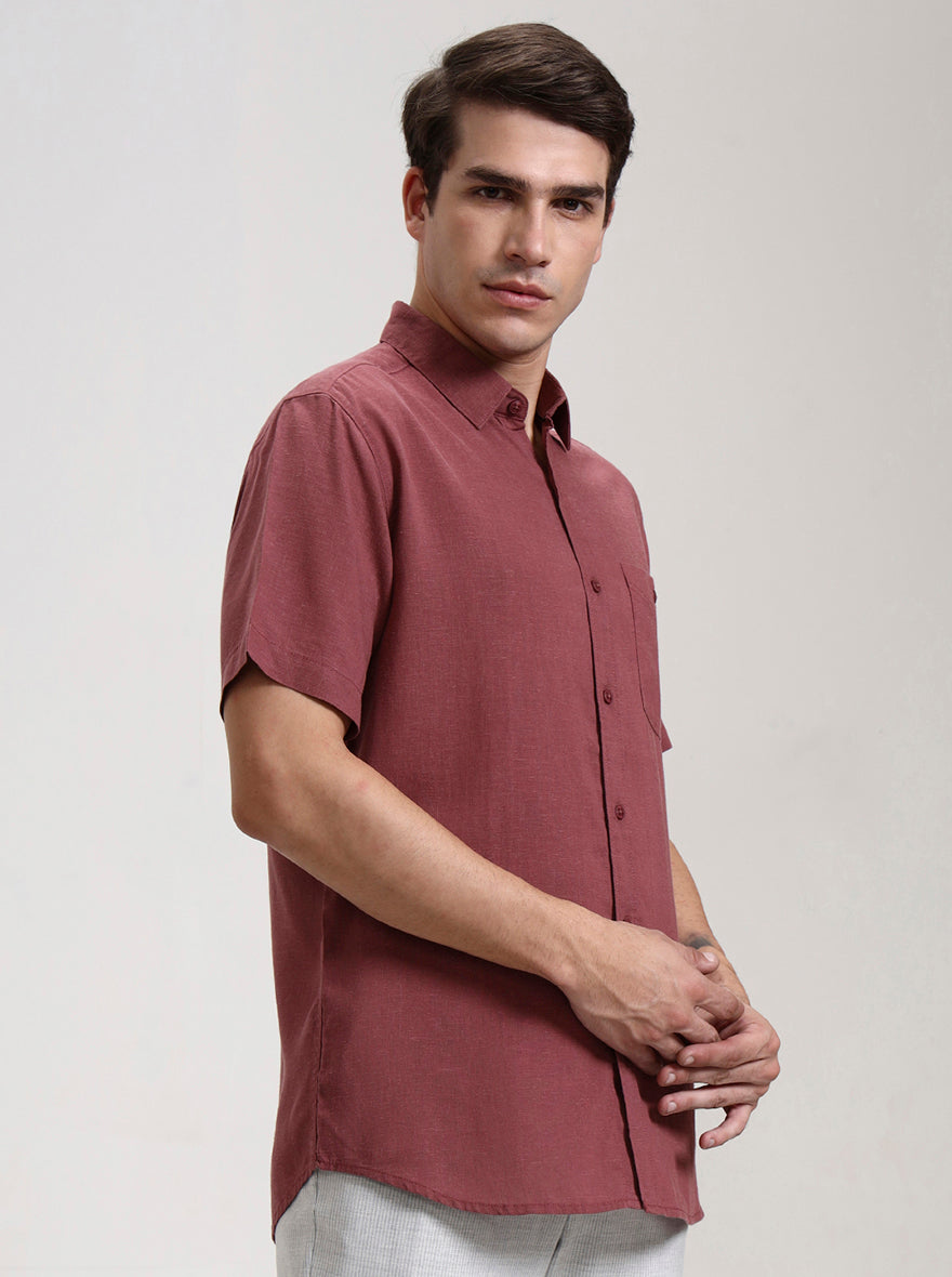 Maroon Solid Slim Fit Formal Trouser | JadeBlue