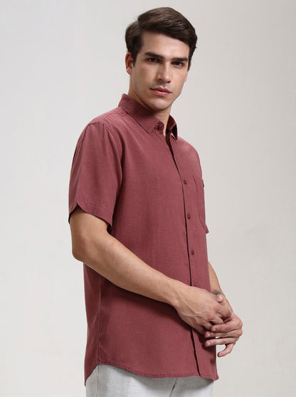 Maroon Solid Slim Fit Formal Trouser | JadeBlue