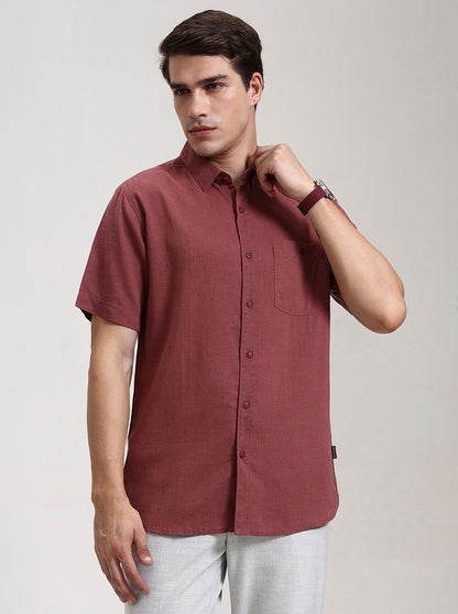 Maroon Solid Slim Fit Formal Trouser | JadeBlue