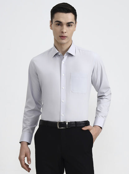 Light Grey Solid Regular Fit Formal Shirt | JadeBlue
