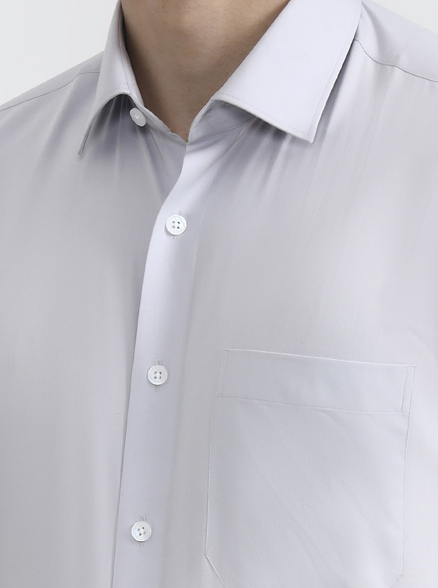 Light Grey Solid Regular Fit Formal Shirt | JadeBlue