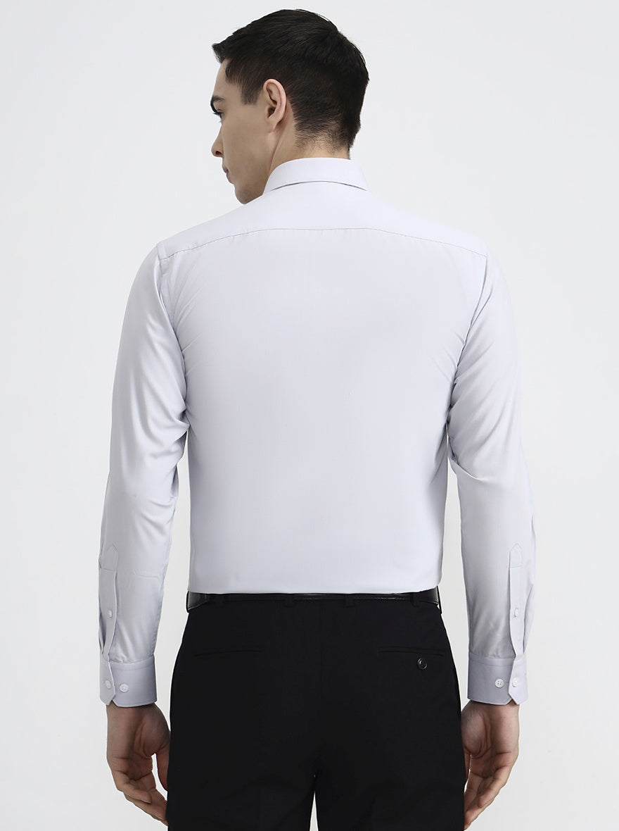 Light Grey Solid Regular Fit Formal Shirt | JadeBlue