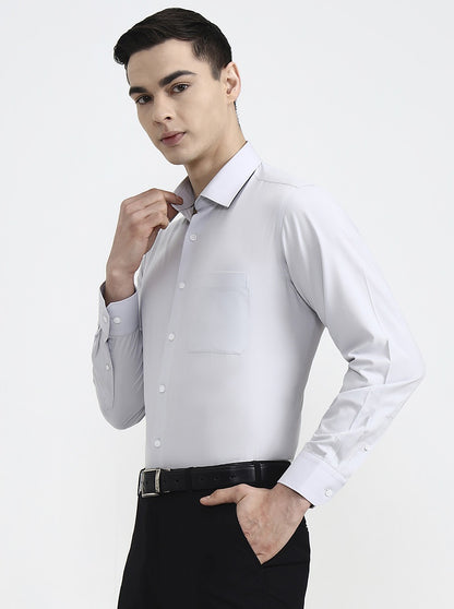 Light Grey Solid Regular Fit Formal Shirt | JadeBlue