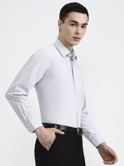 Light Grey Solid Regular Fit Formal Shirt | JadeBlue