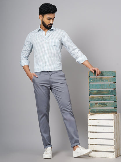 Light Blue Checked Slim Fit Formal Shirt | JadeBlue Super Luxe