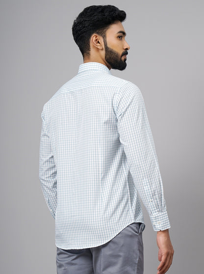 Light Blue Checked Slim Fit Formal Shirt | JadeBlue Super Luxe